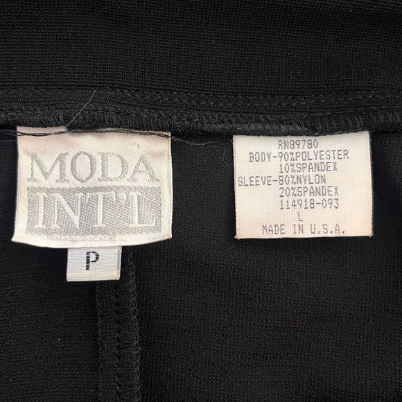 Moda Black Sleeve Contour Dress with Sheer Accents Large - Picture 6 of 6